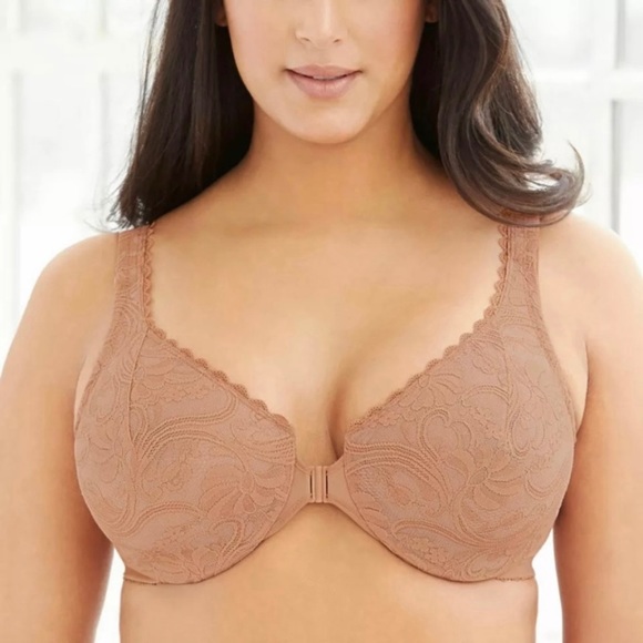 Glamorise Other - Glamorise Womens Wonderwire Front-Close Lace Bra Sz 40C Beige